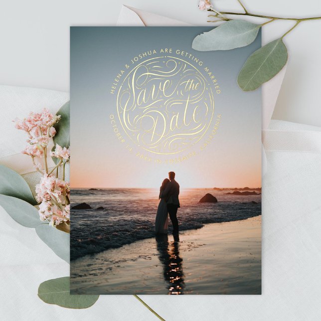 hand-lettered medallion Photo Save The Date (Creator Uploaded)