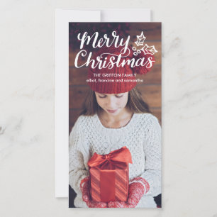 Hand Lettered Merry Christmas Full Photocard Holiday Card