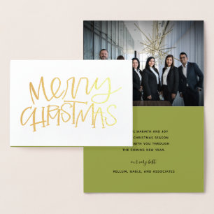 Hand Lettered Merry Christmas Gold Foil Card
