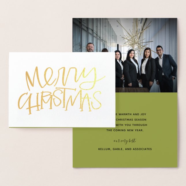 Hand Lettered Merry Christmas Gold Foil Card (Display)
