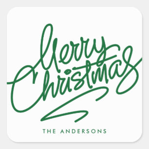 HAND-LETTERED MERRY CHRISTMAS   HOLIDAY STICKER