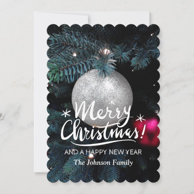 Hand lettered Merry Christmas photo template cards (Front)