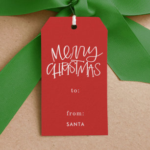 Hand Lettered Merry Christmas Red Gift Tags
