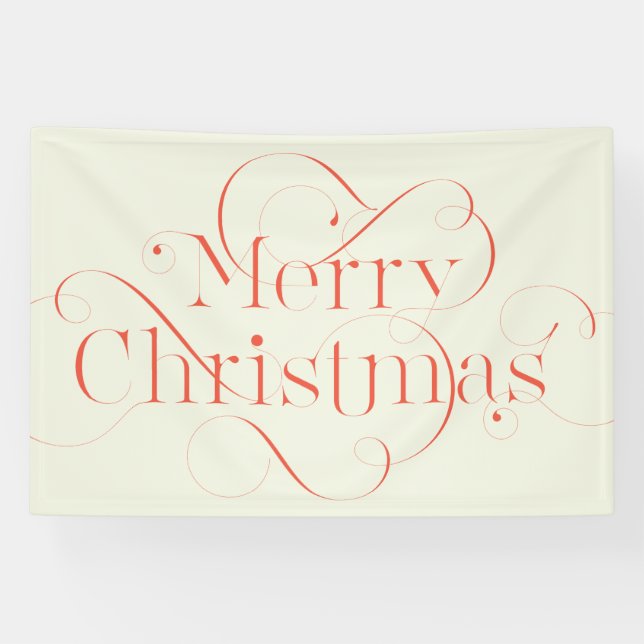 Hand-lettered Merry Christmas text with flourishes Banner (Horizontal)