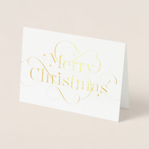 Hand-lettered Merry Christmas text with flourishes Foil Card