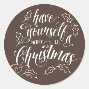 Hand Lettered Merry Li'l Christmas Holiday Classic Round Sticker