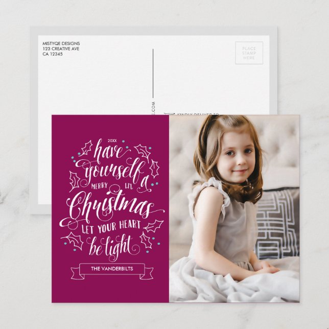 Hand Lettered Merry Li'l Christmas Holiday Postcard (Front/Back)