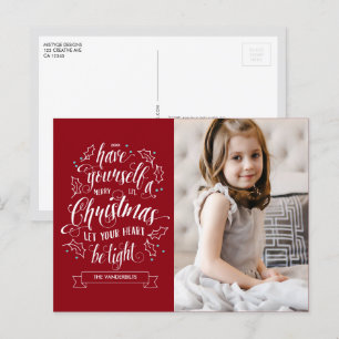 Hand Lettered Merry Li'l Christmas Holiday Postcard