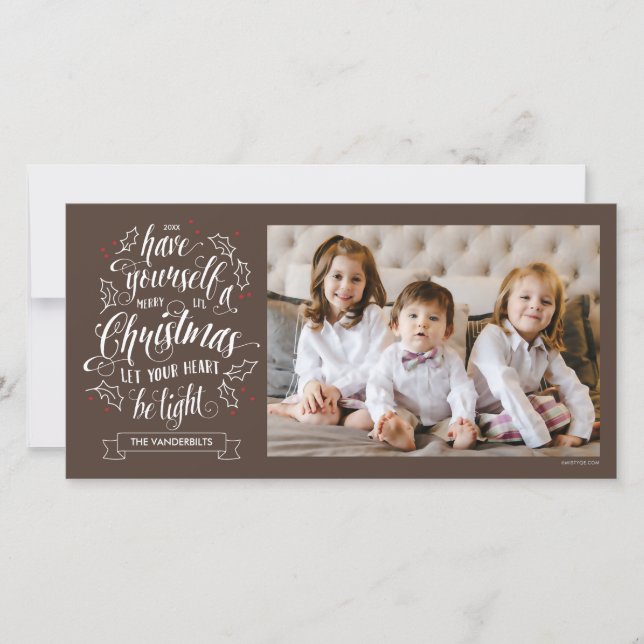 Hand Lettered Merry Li'l Christmas One Sided Holiday Card (Front)