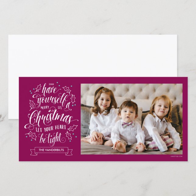 Hand Lettered Merry Li'l Christmas One Sided Holiday Card (Front/Back)