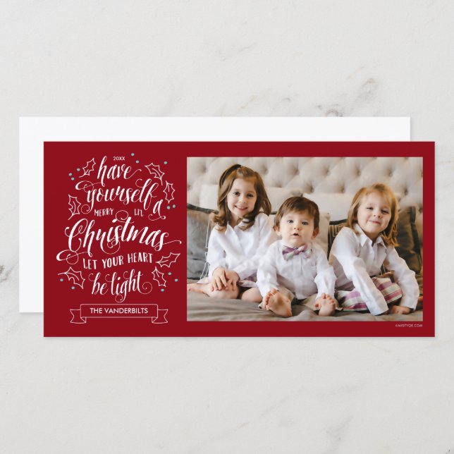 Hand Lettered Merry Li'l Christmas One Sided Holiday Card (Front/Back)