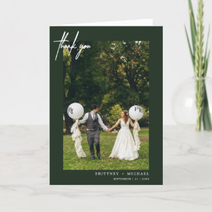 Hand-Lettered Modern Forest Green Thank You Card