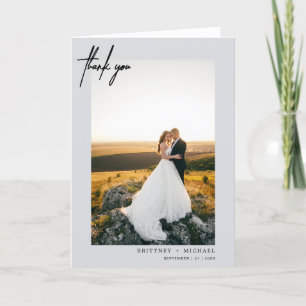 Hand-Lettered Modern Grey Thank You Card