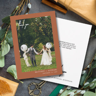 Hand-Lettered Modern Photo Terracotta Thank You Card