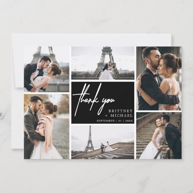 Hand-Lettered Modern Photo Thank You Card (Front)
