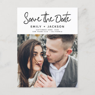 Hand Lettered Modern Simple Save the Date Photo Announcement Postcard