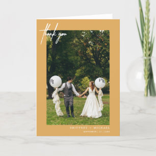 Hand-Lettered Modern Yellow Thank You Card