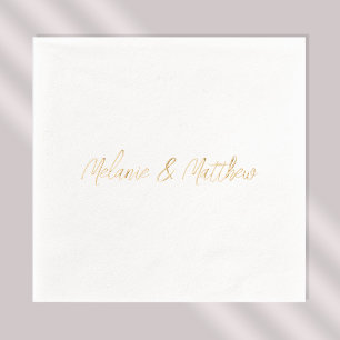 Hand Lettered Monogram Names Modern Gold Foil Napkins