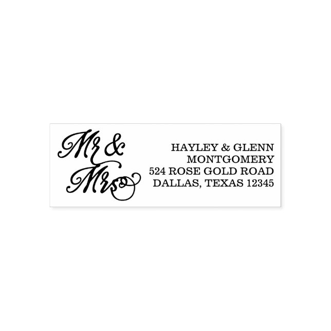 Hand Lettered Mr & Mrs Custom Name & Address Self-inking Stamp (Design)