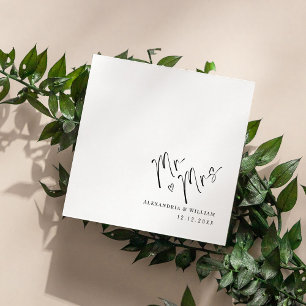 Hand Lettered Mr & Mrs Wedding Custom Names Napkin