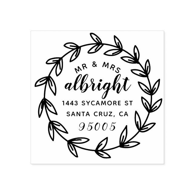 Hand Lettered Mr & Mrs Wedding Return Address Rubber Stamp (Imprint)