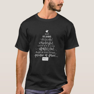 Hand Lettered Names Of God Jesus   Christmas Tree T-Shirt