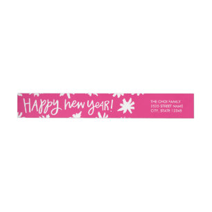 Hand Lettered New Year Wraparound Label - Pink