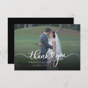Hand-Lettered Newlyweds Photo Modern Thank You Card
