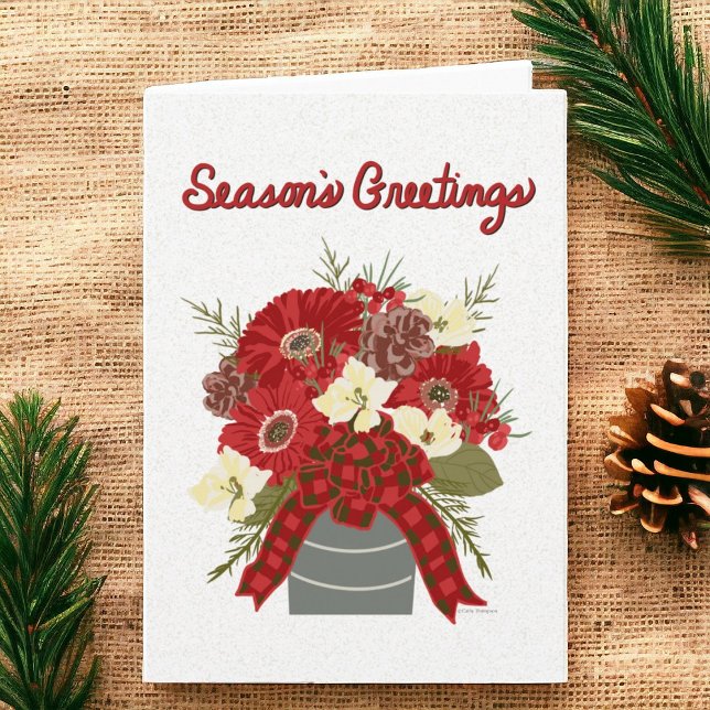 Hand Lettered Original Art Season's Greetings  Card (Hand Lettering and Original Art by artist © Cathy Thompson. Personalize it on the inside.)
