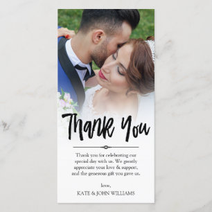 Hand Lettered Overlay Thank You Wedding Photo Card