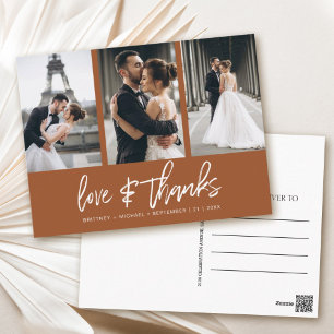 Hand-Lettered Photo Collage Terracota Thank You Postcard