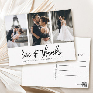 Hand-Lettered Photo Collage White Love Thanks Postcard
