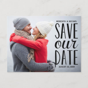 Hand Lettered Photo Save the Date Announcement Postcard