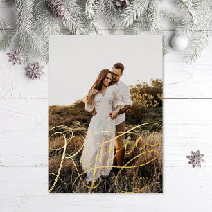 Hand-lettered Rejoice Foil Holiday Card