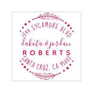 Hand Lettered Rustic Couple Return Address Self-inking Stamp