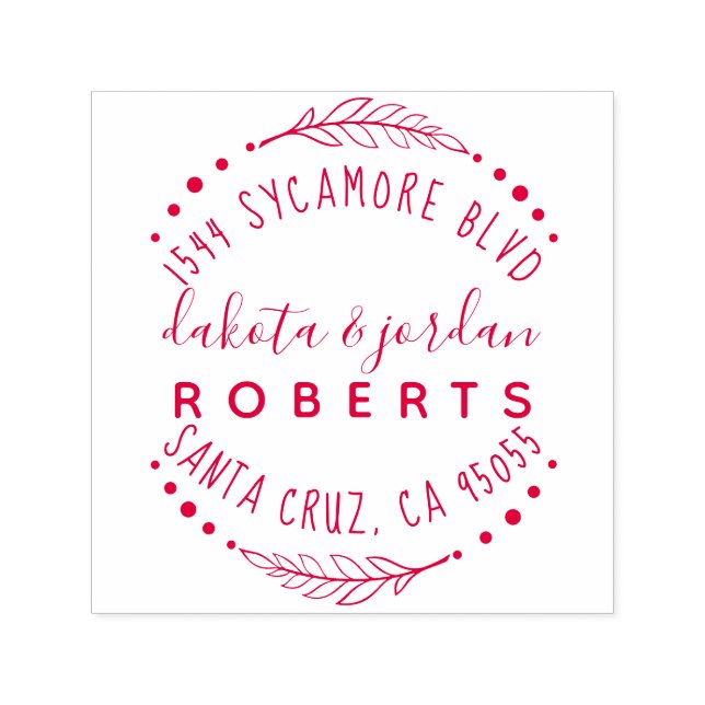 Hand Lettered Rustic Couple Return Address Self-inking Stamp (Design)