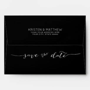 Hand-Lettered Save the Date Address Black Envelope