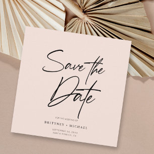 Hand Lettered Save The Date Blush Pink Invitation