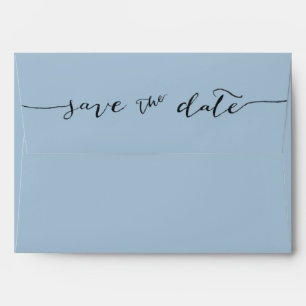 Hand-Lettered Save the Date Dusty Blue Envelope