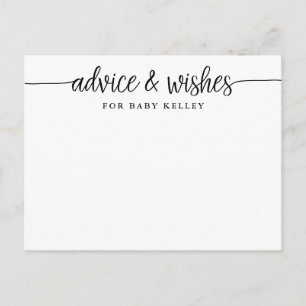 Hand Lettered Script Baby Advice and Wishes Card