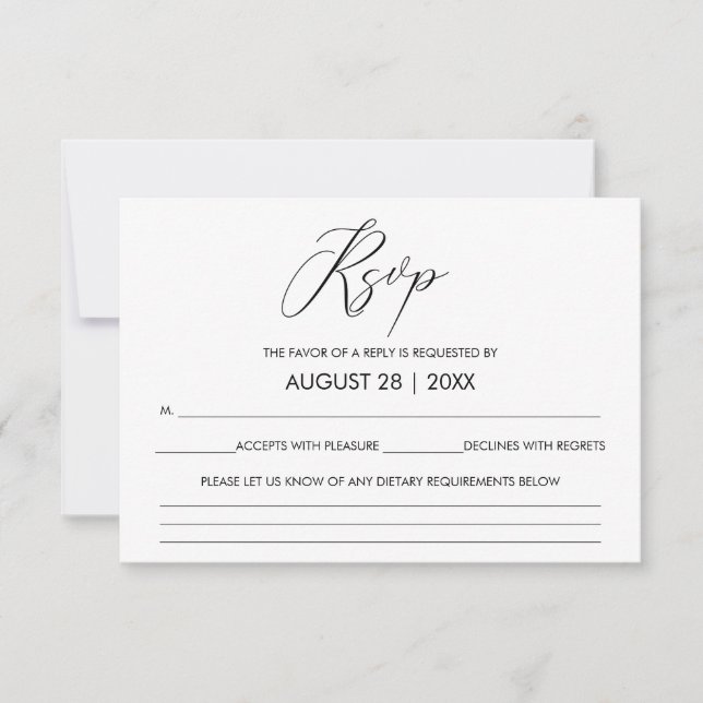 Hand Lettered Script Calligraphy Wedding RSVP (Front)