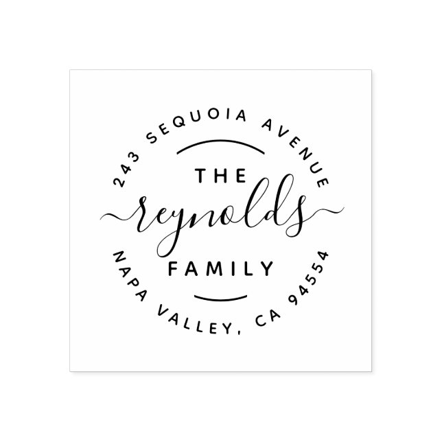 Hand-Lettered Script | Family Name Return Address Rubber Stamp (Imprint)