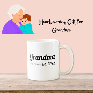 Hand Lettered Script Grandma Established Year Coffee Mug