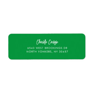 Hand Lettered Script Green Return Address  Label