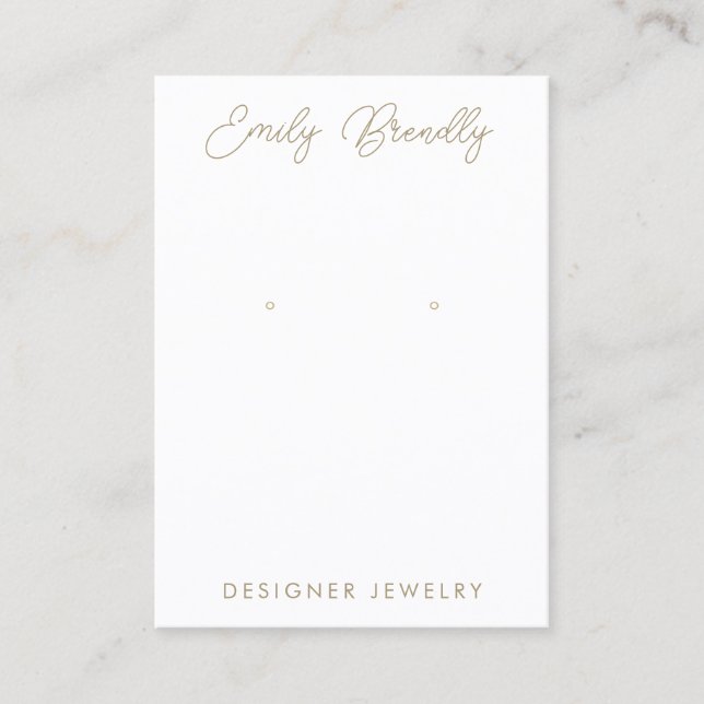 Hand Lettered Script Jewellery Earring Display Business Card (Front)