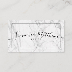Hand Lettered Script Marble Modern Elegant Business Card