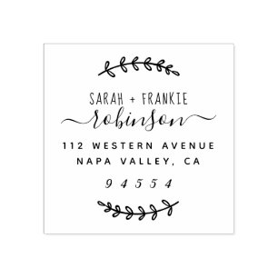Hand-Lettered Script Married Couple Return Address Rubber Stamp