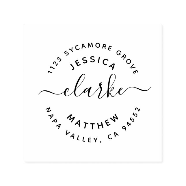 Hand-Lettered Script Married Couples Address Self-inking Stamp (Design)