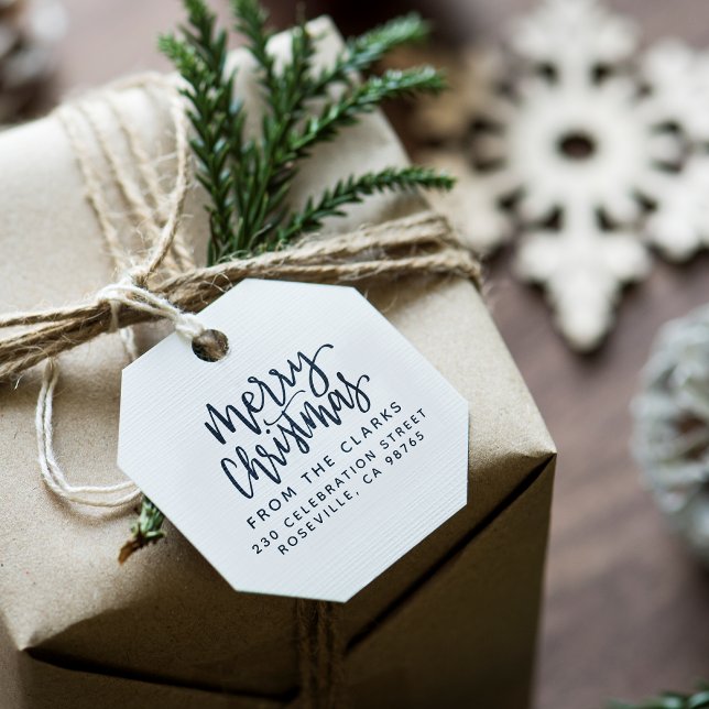 Hand Lettered Script Merry Christmas Address Rubber Stamp (Creator Uploaded)