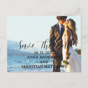 Hand Lettered Script Photo Save the Date Postcard